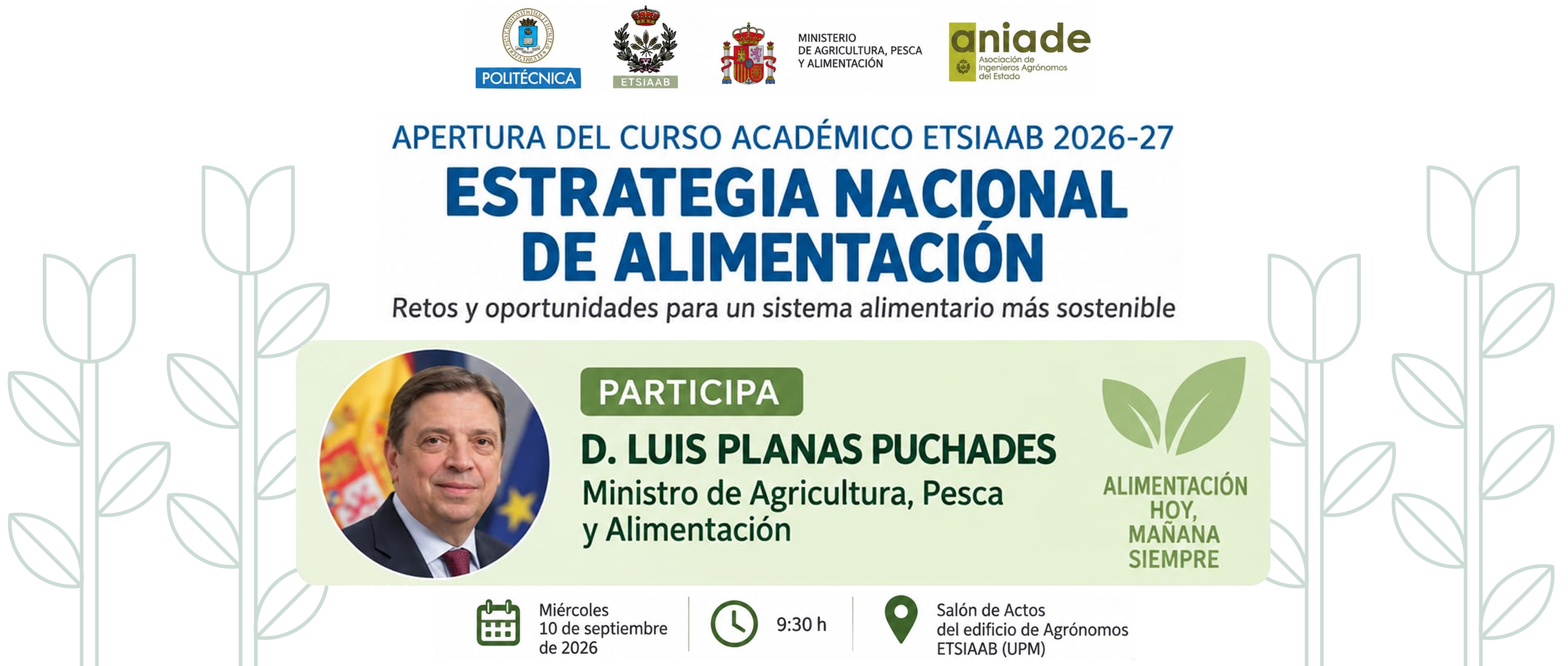 Apertura del Curso Académico ETSIAAB 2026-27 | Estrategia Nacional de Alimentación